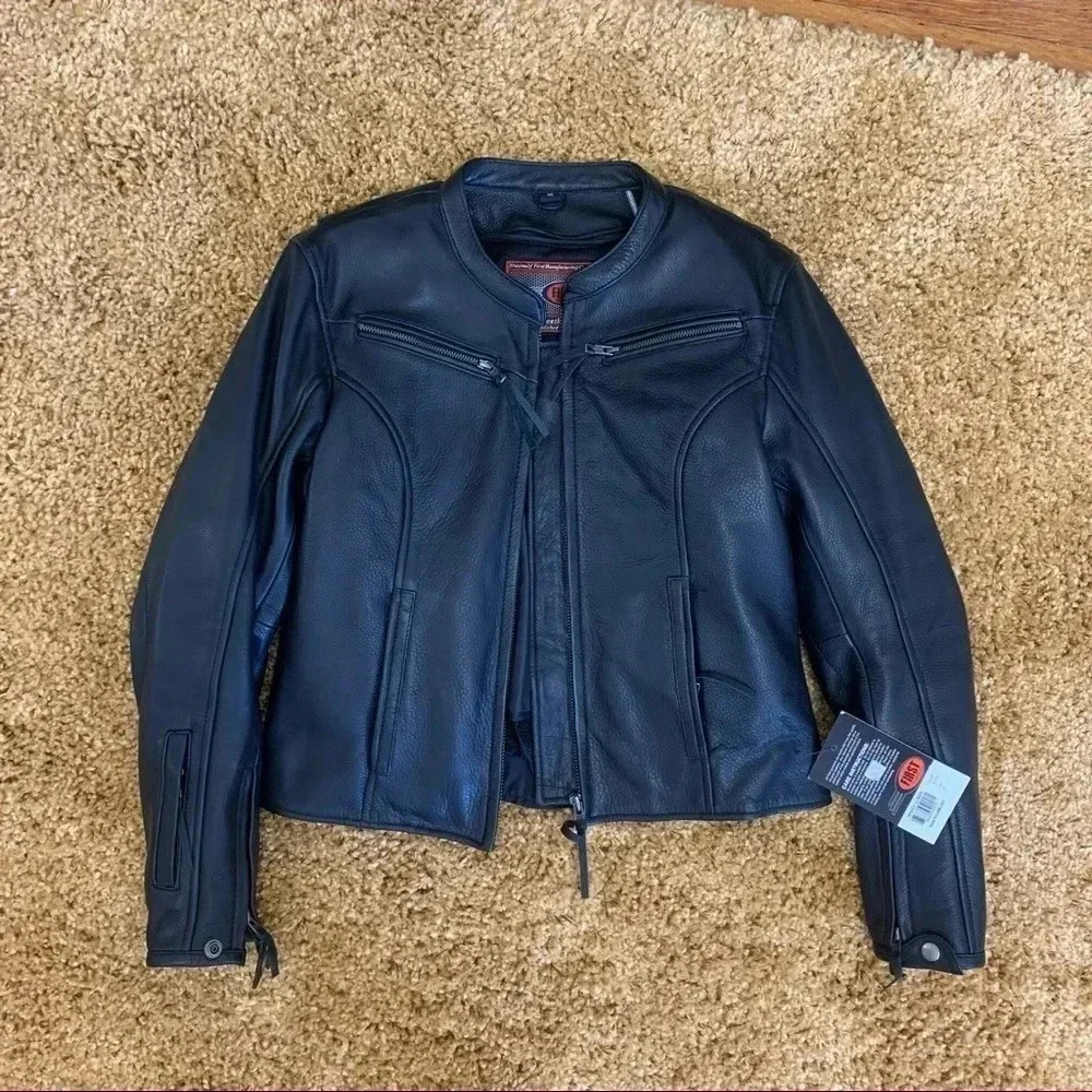 NWT First Classics Brand Genuine Leather Vintage Jacket w/ lining sz M - Picture 2 of 12